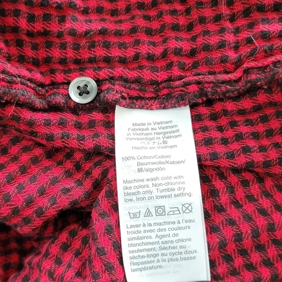 Madewell Classic Cotton Button Up Flannel Size Small Red Black - Picture 4 of 5
